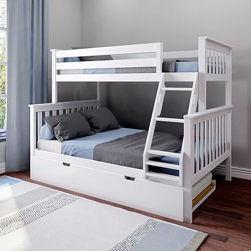 Miniatura 3 de Max  Lily Litera marco de cama individual sobre matrimonial para niños con nido nogal