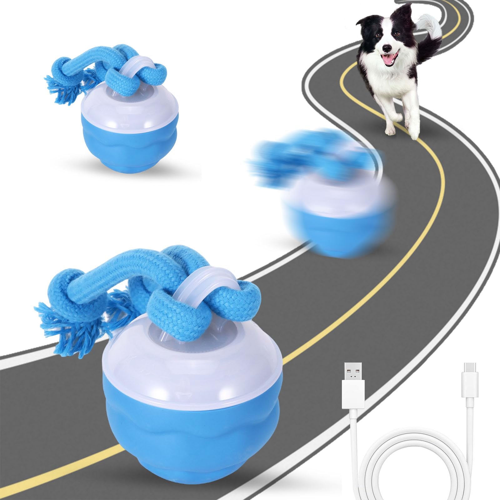 OUZHOU Interactive Dog Toys Dog Balls with Motion Activated,Vibrating Dog Ball Fun Moving Smart Active Rolling Ball To Keep Them Busy