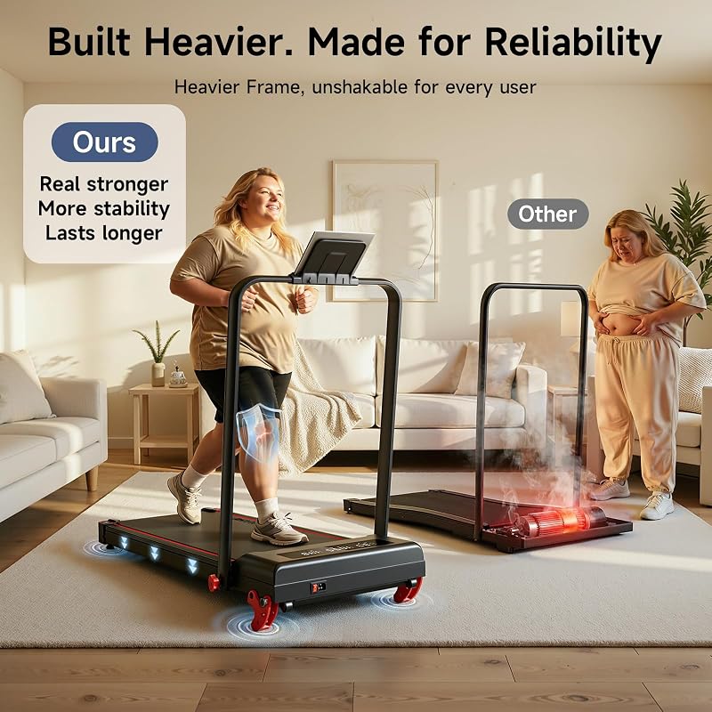 RHYTHM FUN 16% Incline Walking Pad Treadmill with Handles, 6.2MPH, Foldable image 4