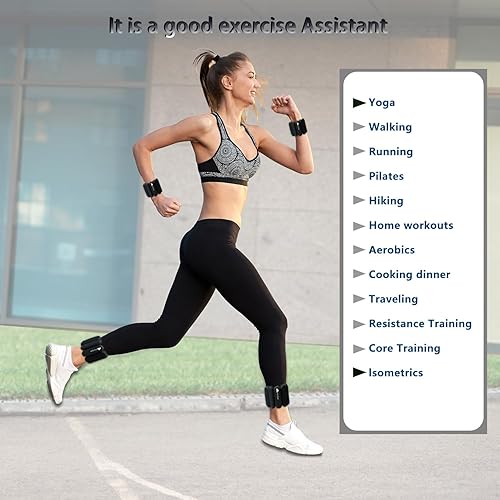 Miniatura 3 de 2Lbs Wrist Ankle Weights for Women - Wearable Arm Leg Bangles Weight Set of 2(1Lb Each) Adjustable Weighted Wristbands for Home Gym Workout,