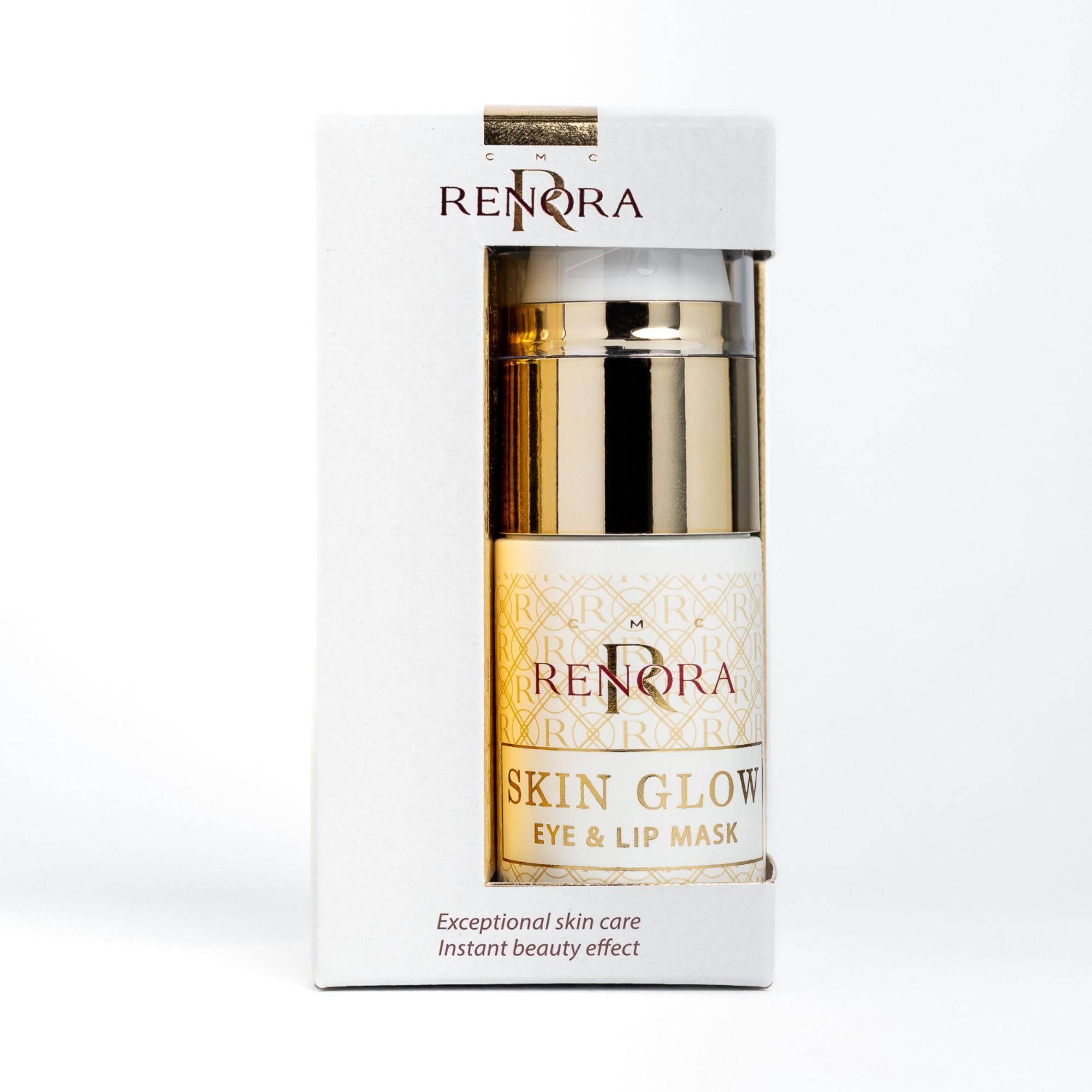RENORA - Skin Glow, Mascarilla para Ojos y Labios, Signos de Envejecimiento, Piel Fresca y Sana, Aceites de Chía, Argán, Jojoba y Almendras, Ácido Hialurónico, 15 ml