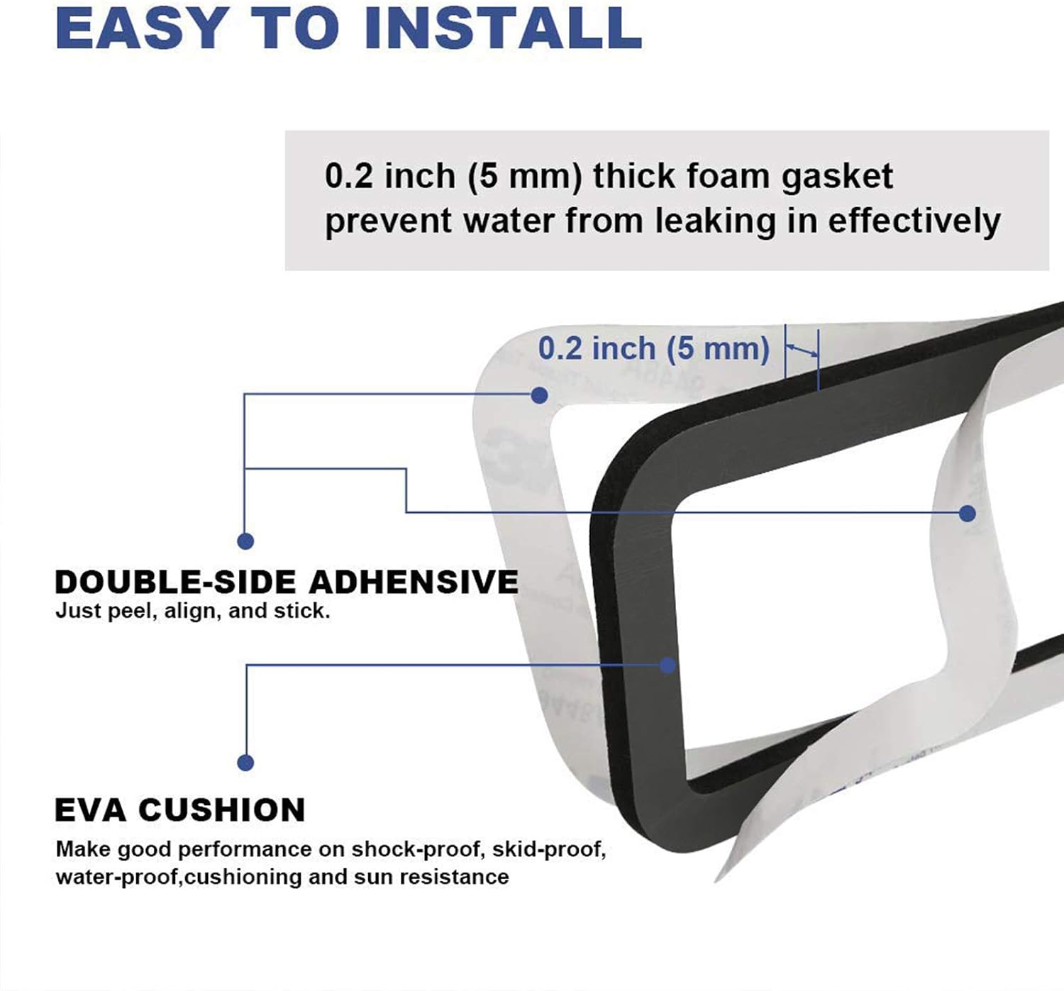 Q QUNSUNUS 3rd Third Brake Light Seal Gaskets (2 PCS) Compatible with Dodge Ram 1500 2009 to 2017, Dodge Ram 2500 3500 2010 to 2017 Foam Gasket Replacement