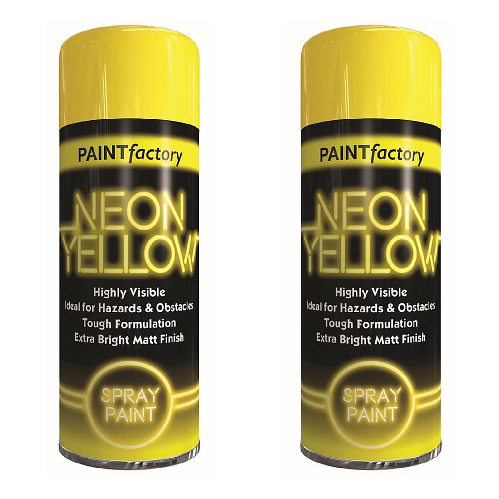 HOCHSTE® Paint Factory Fluorescent Spray Paint, Fast Dry Aerosol Paint for Wood, Metal, Plastic & More, Bright Neon Finish for Craft Projects & Decorative Use, 200ml, (Neon Yellow, Set of 2)