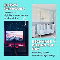 Vista 4 de LUMOSX Estrellas que brillan en la oscuridad para techo – 220 piezas de material reciclado estrellas con estrella del norte, luna y constelación