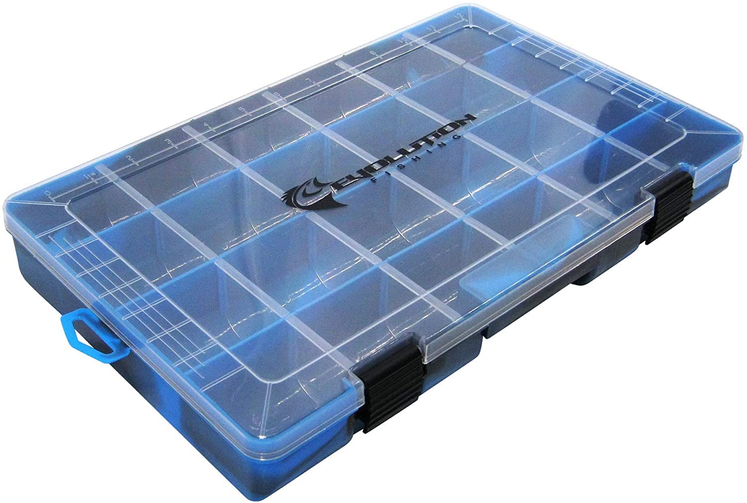 Evolution Outdoor 3700 Drift Series Fishing Tackle Tray – Colored Tackle Box Organizer with Removable Compartments, Clear Lid, 2 Latch Closure,