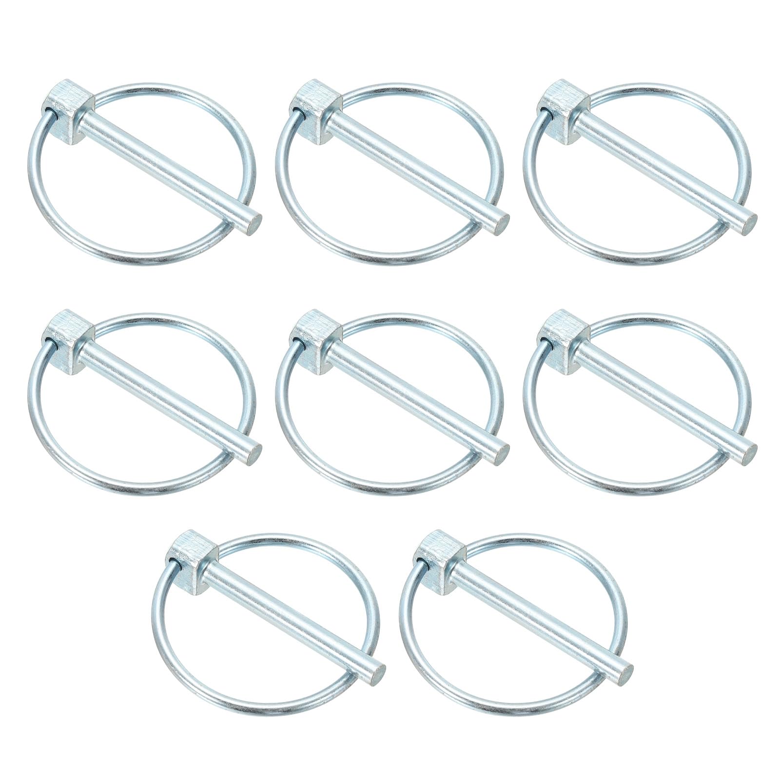 PATIKIL M4.5x36 mm Tractor Lynch Pin with Ring, 8 Pcs Heavy Duty Assortment Kit Lock Pin Clips for Tractors Trailer Farm Trucks Mowers, Silver Tone