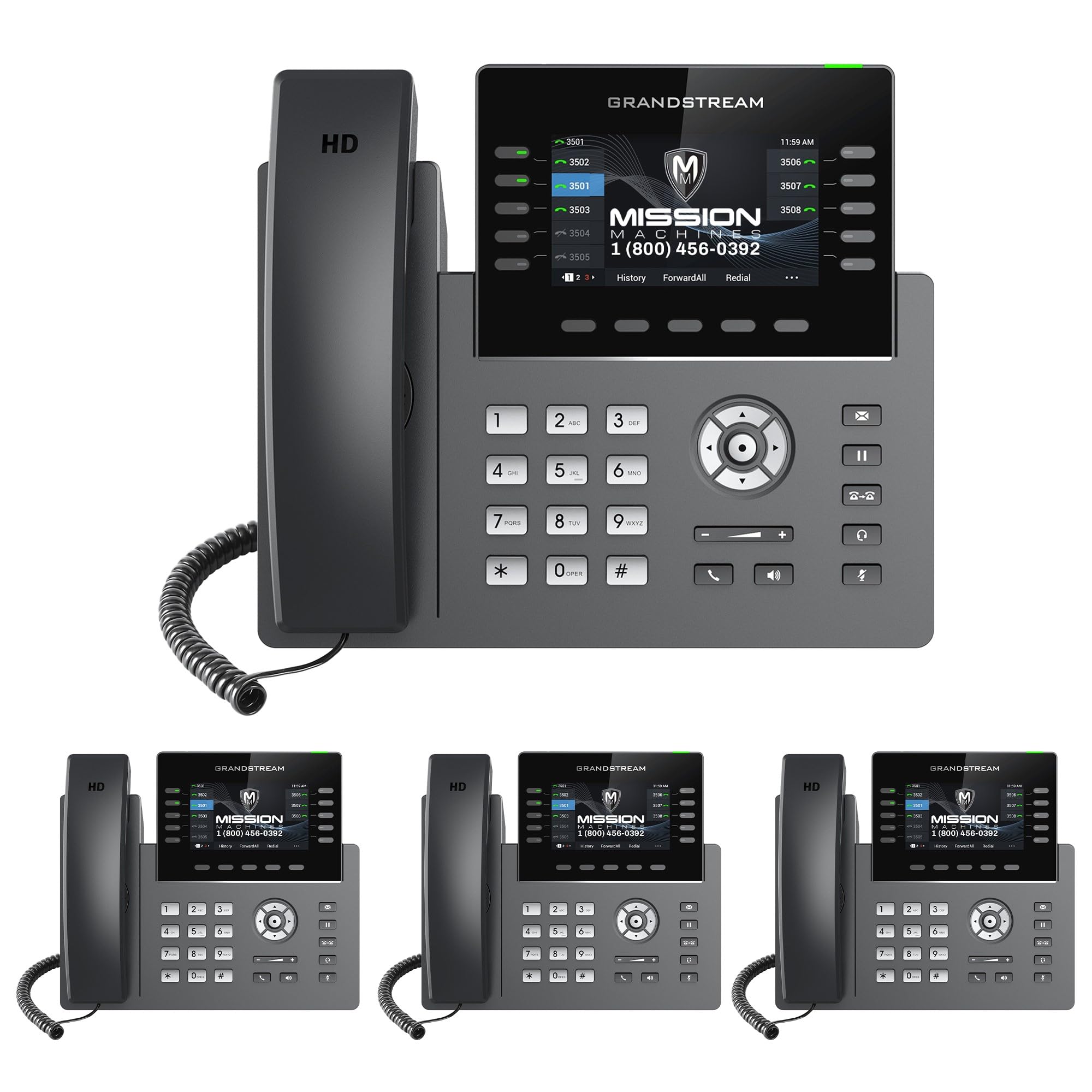 Business Phone System 'Mission Machines' G400C: Includes Grandstream GRP2615 Phones + 'Mission Machines' Cloud Server + Free 3-Months of 'Mission Machines' Cloud Phone Service (4 Phone Bundle)