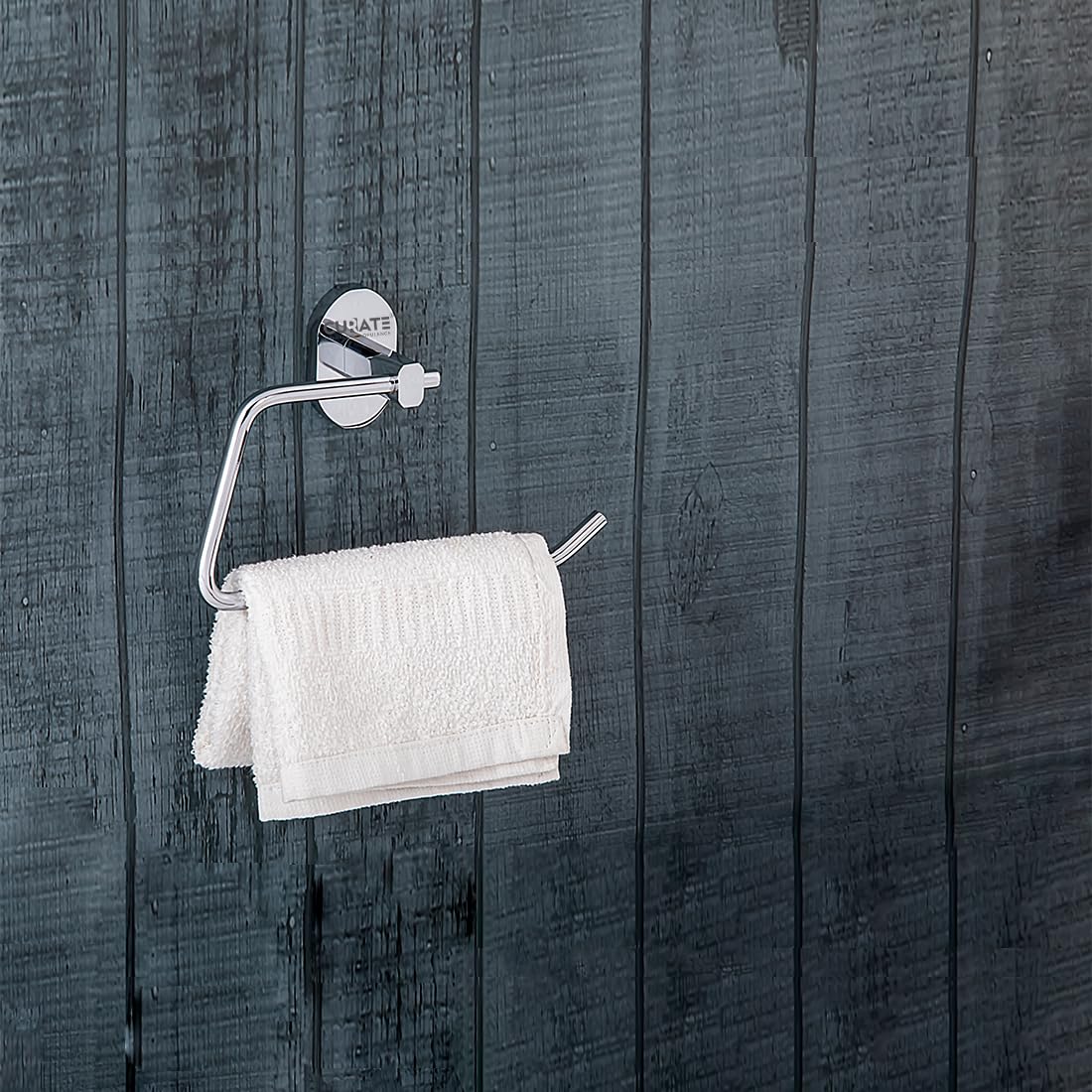 CURATE Bathroom Accessories Pure Brass Solo Towel Hanger/Napkin Ring/Napkin Hanger for Bathroom/Kitchen/Wash Basin Premium Chrome Finish (with Installation Screw and Plugs for Wall Mounting)