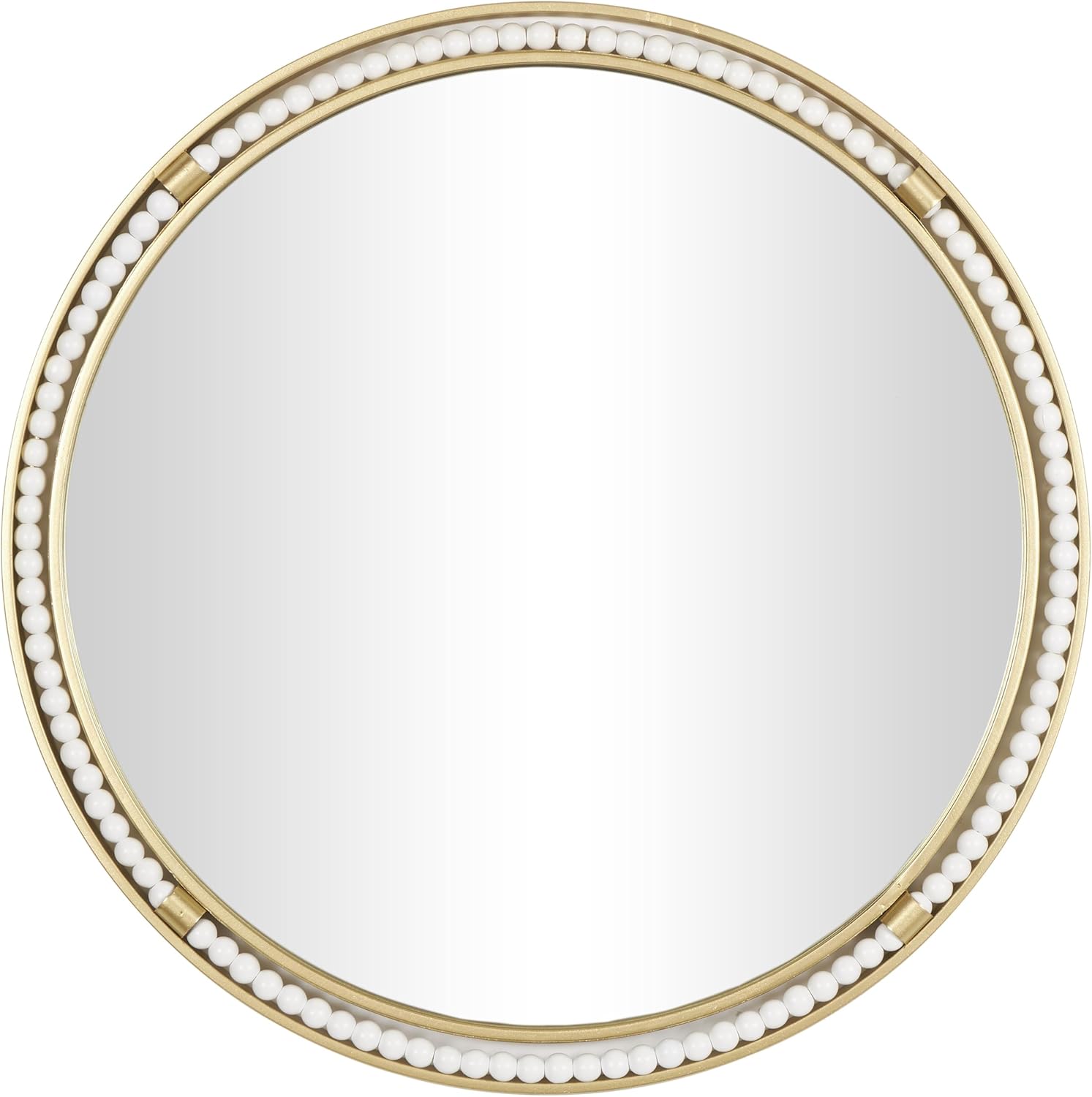Deco 79 Metal Room Wall Mirror Entryway Mirror with White Wood Beading, Wall Mounted Mirror 26" x 1" x 26", Gold