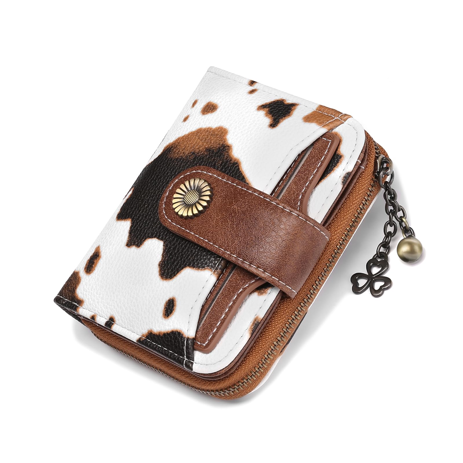 SENDEFNWomen's Small Wallet, Women's Genuine Leather, with Coin Compartment, Small Zip, Wallet, Card Holder with RFID Blocker
