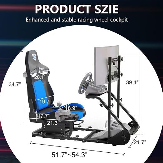 Cockpit simulador de carrera con soporte para monitor y asiento miniatura 2