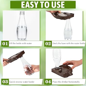 Mumufy 2 Pack Reptile Water Feeder Automatic Water Dispenser Waterer 13.5Oz Feeding Accessories Tank Lizards Waterer for Bearded Dragon Terrarium Turtle Tank Feeding Geckos Frog (Brown)