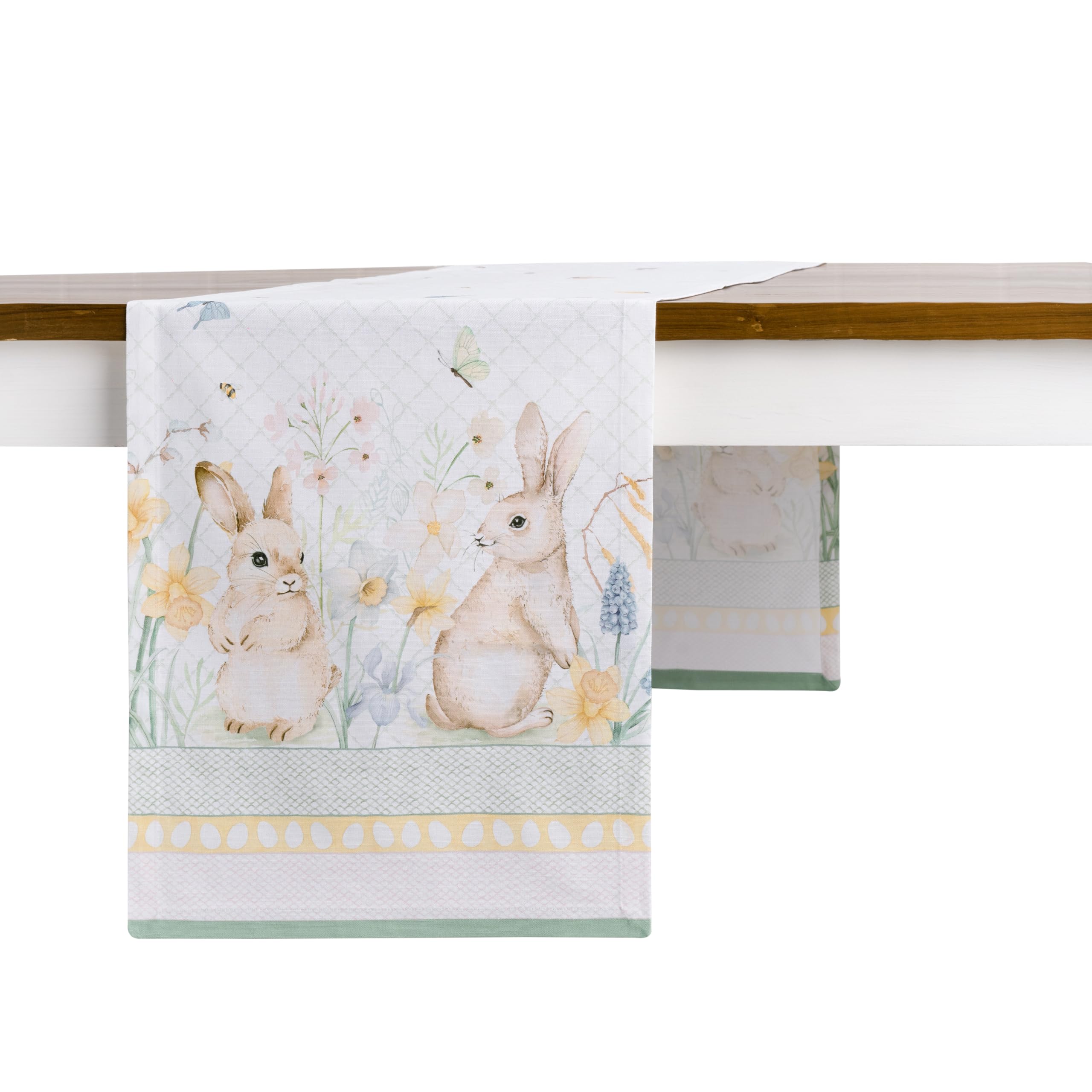 Maison D' Hermine 081 - Easter Dew Table Runner 100% Cotton Table Runners 230 Cm Long Decorative For Home Kitchen Dining Party Baby Shower Wedding Bridal Shower Spring Summer (Easter Dew, 37 Cm X 230 Cm)