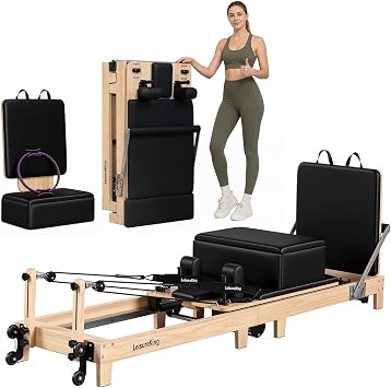 LeisureKing Wooden 91" Foldable Pilates Reformer Machine for Home Workout