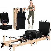 LeisureKing Wooden 91" Foldable Pilates Reformer Machine for Home Workout