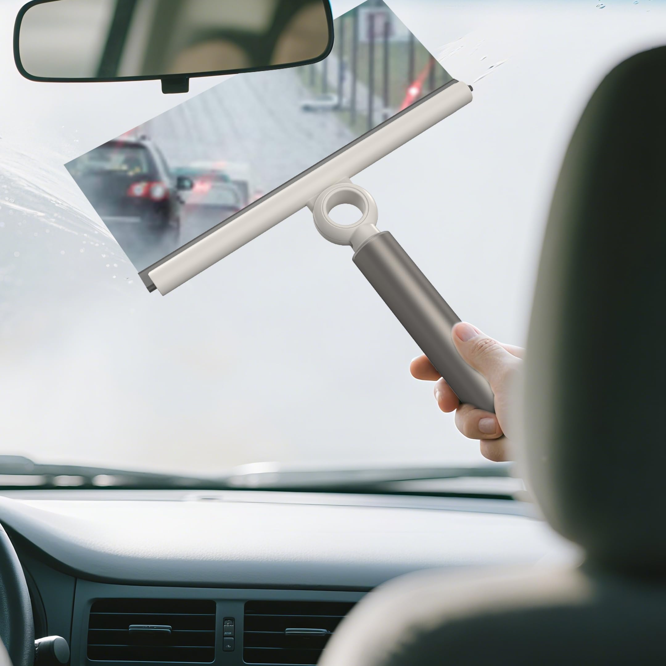 Professioneller ausziehbarer Abzieher Duschabzieher mit 25,4 cm Silikonklinge, Teleskopgriff für Fenster und Duschglas, Silber