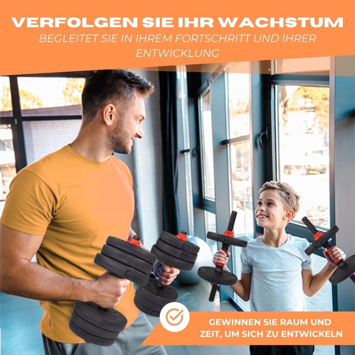Mobiclinic®, Hantelset verstellbar, 2 in 1, Gewicht von 20-30 kg, Enthält hanteln und gepolsterte verlängerungsstange, Rutschfeste muttern, Robuster stahl, Heim-fitnessstudio