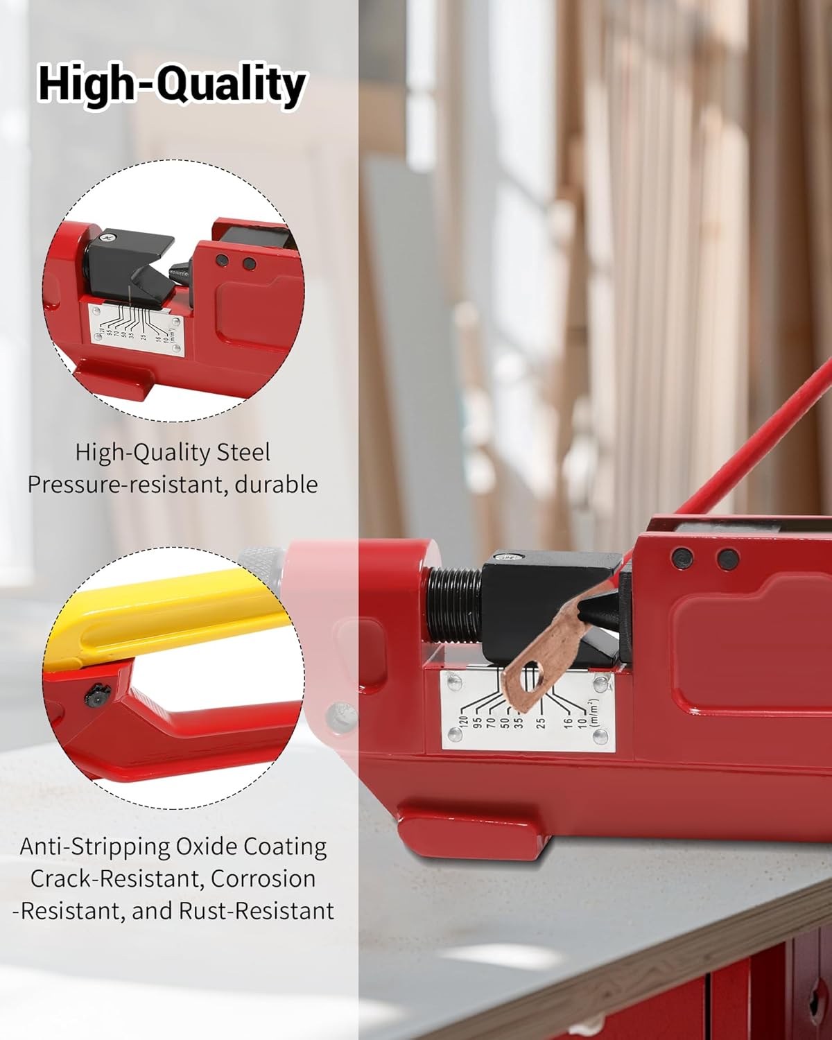 Upgraded Battery Cable Lug Crimping Tool AWG 8–4/0 DIELESS Indent Battery Terminal Crimper, Compatible with Lug Crimper & Anderson PP/SB Connector, Dieless Lug Crimper with AWG&DIN