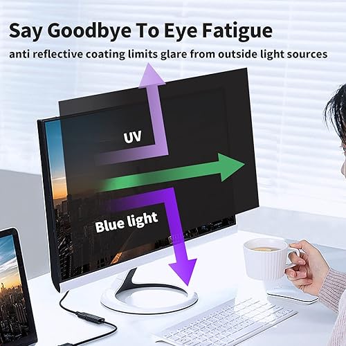 Miniatura 17 de Paquete de 2 pantallas magnéticas colgantes de privacidad para computadora de 27 pulgadas para monitor de pantalla ancha de 16:9, pantalla de