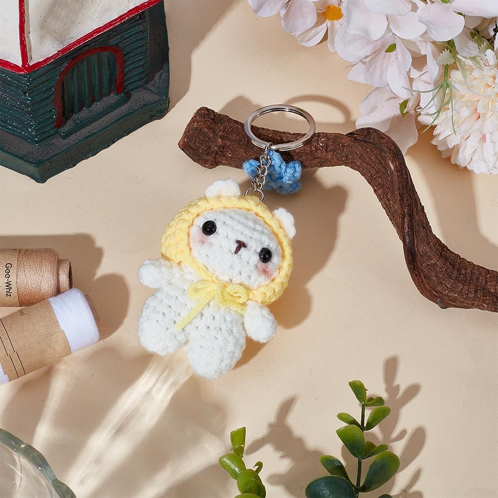 BEUNITONE Crochet Kit for Beginners Crochet Starter Animal Kit and Knitting Keychain With Step-by-Step Video Cute Cat DIY Crochet Kit-includes Crochet Hooks Premium Yarn Stuffing-Gift for Women 4 Sets