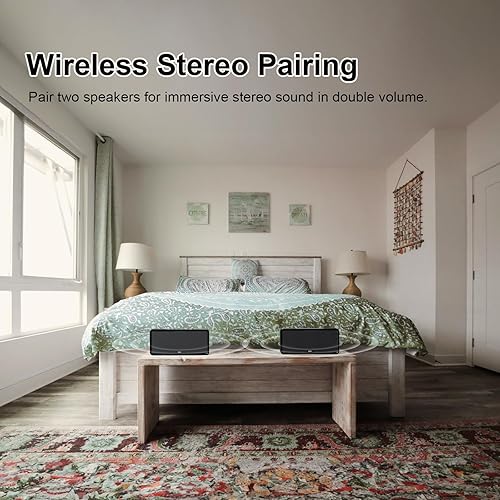 Miniatura 6 de DOSS SoundBox XL altavoces inalámbricos sistema de altavoces para hogar inalámbricos doble conductor con subwoofer de 12W sonido HD de 20W bajo