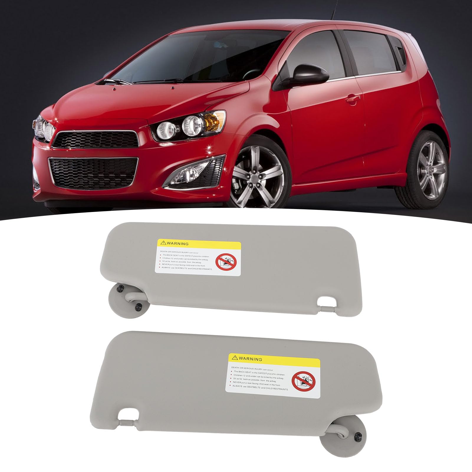Visera para Coche 1 par de Visera Parasol Izquierda Derecha con Espejo de Repuesto para Sonic Aveo 2012 a 2016 Gris