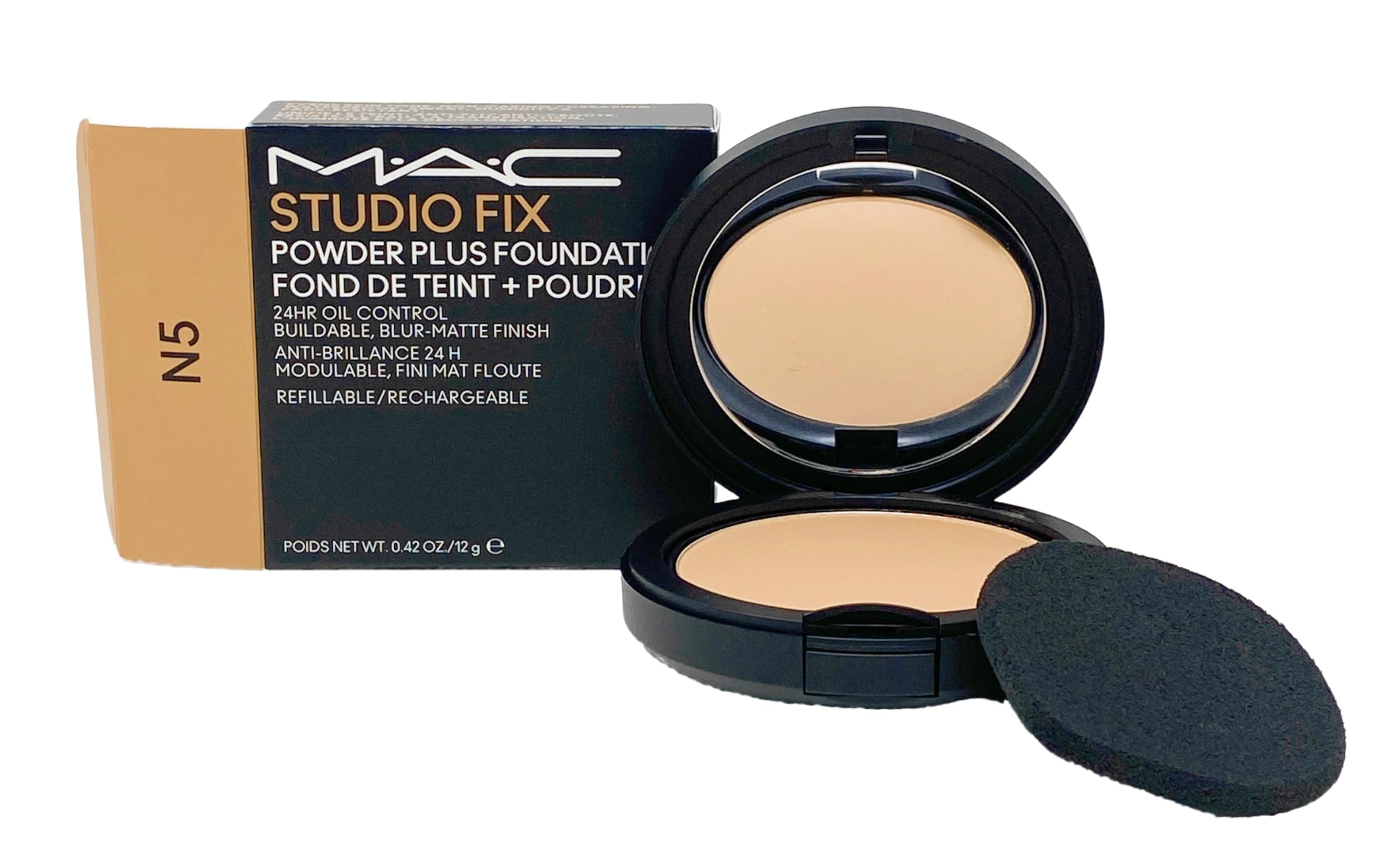 M.A.C Studio Fix Powder Plus Foundation 24 hr Oil Control Refillable - N5 (Rosy beige with neutral undertones for light to medium skin) .42 Oz / 12g