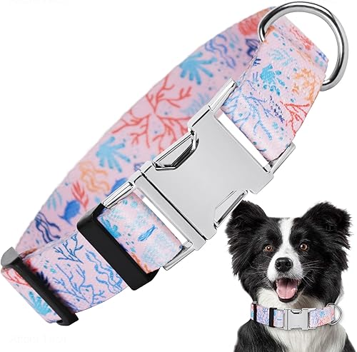 ZooZoo Collar de perro ajustable con hebilla de metal de liberación rápida, disponible en tamaños SML, poliéster duradero anticorrosión y resistente
