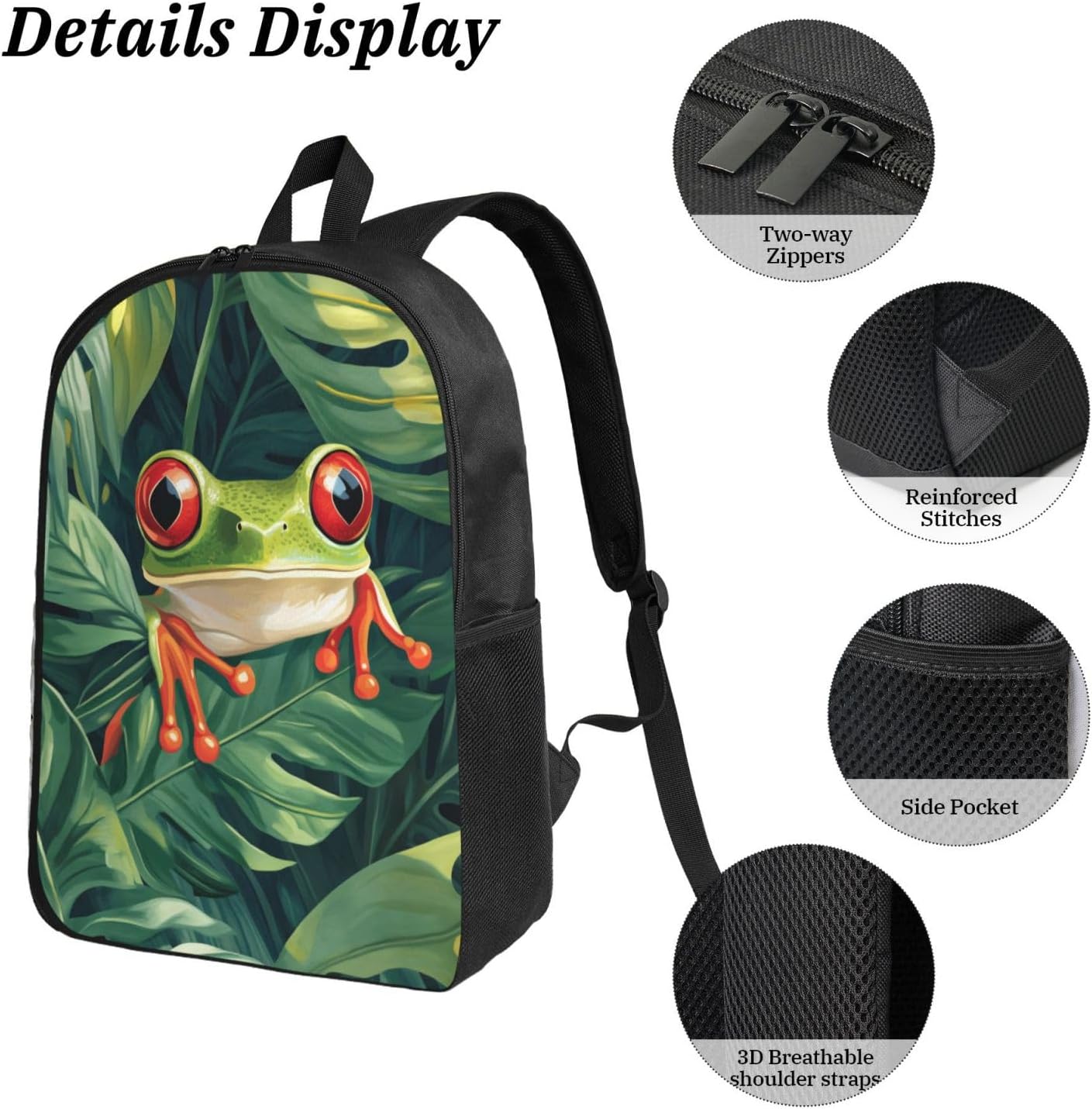 Frog School Backpack Kids Girls Boys Teens 3PCS Bookbag with Lunch Box Pencil case Set Lightweight Bag - Image 5