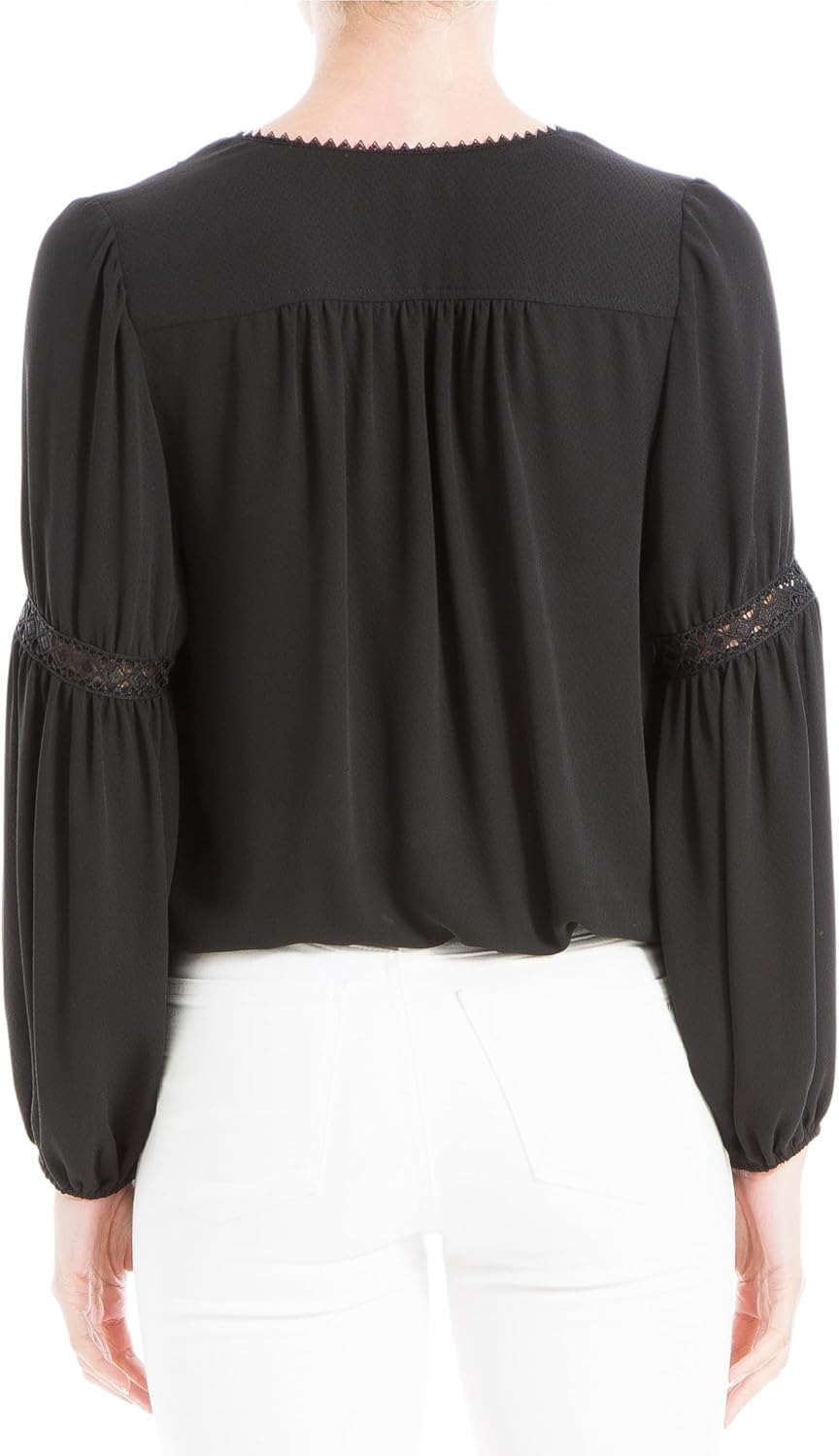 Max Studio Womens Satin Bubble Sleeve Blouse - Image 3