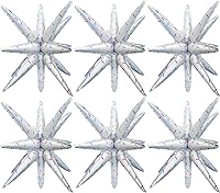Vista 13 de 6 Globos de Papel de Aluminio con Forma de Estrella Negra de Una Pieza, Globo de Estrella de 14 Puntas 4D Cono Starburst de Mylar de 22 Pulgadas