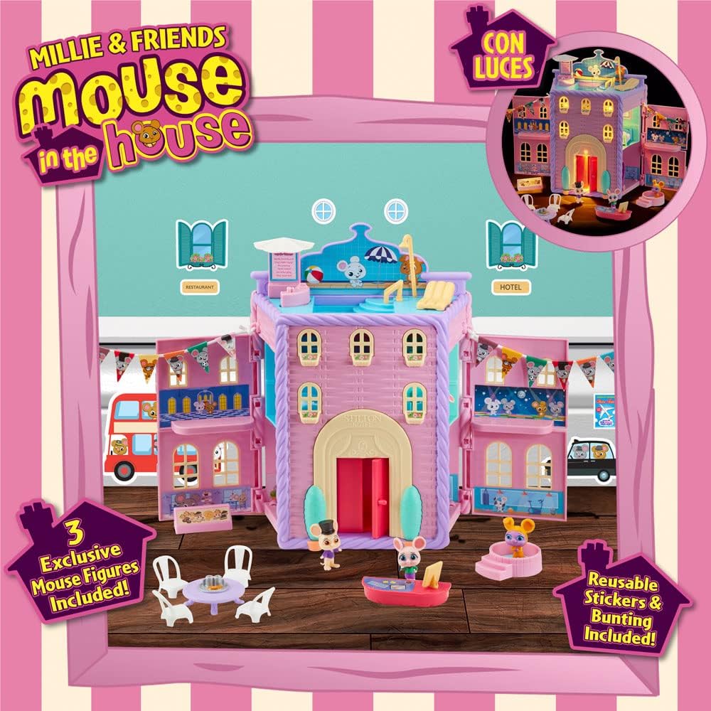 BANDAI - Millie and Friends Mouse in The House - Playset Gran Hotel Stilton Hamper Toys, Collectible Toys, Imaginative Play, for Kids Ages 3-7 CO07396