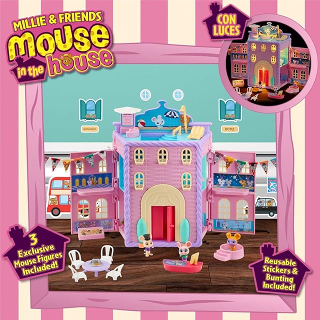 Millie and Friends Mouse in The House CO07396 Playset Great Hotel Stilton Hamper Toys, Collectible Toys, Imaginative Play, for Kids Ages 3-7