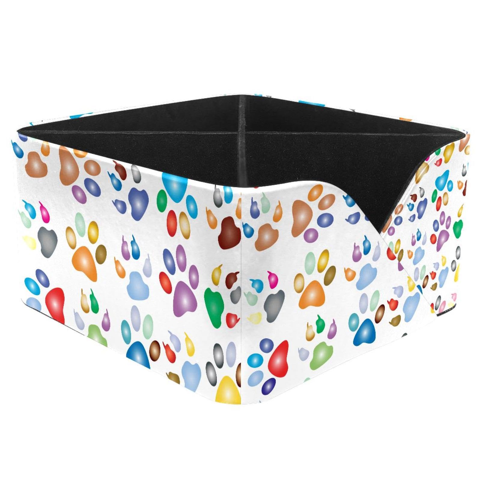 KengjuTesu Dog Footprints Desktop Organizer Pen Holder, Rectangular Pencil Cup for Office, Study and Makeup Stations