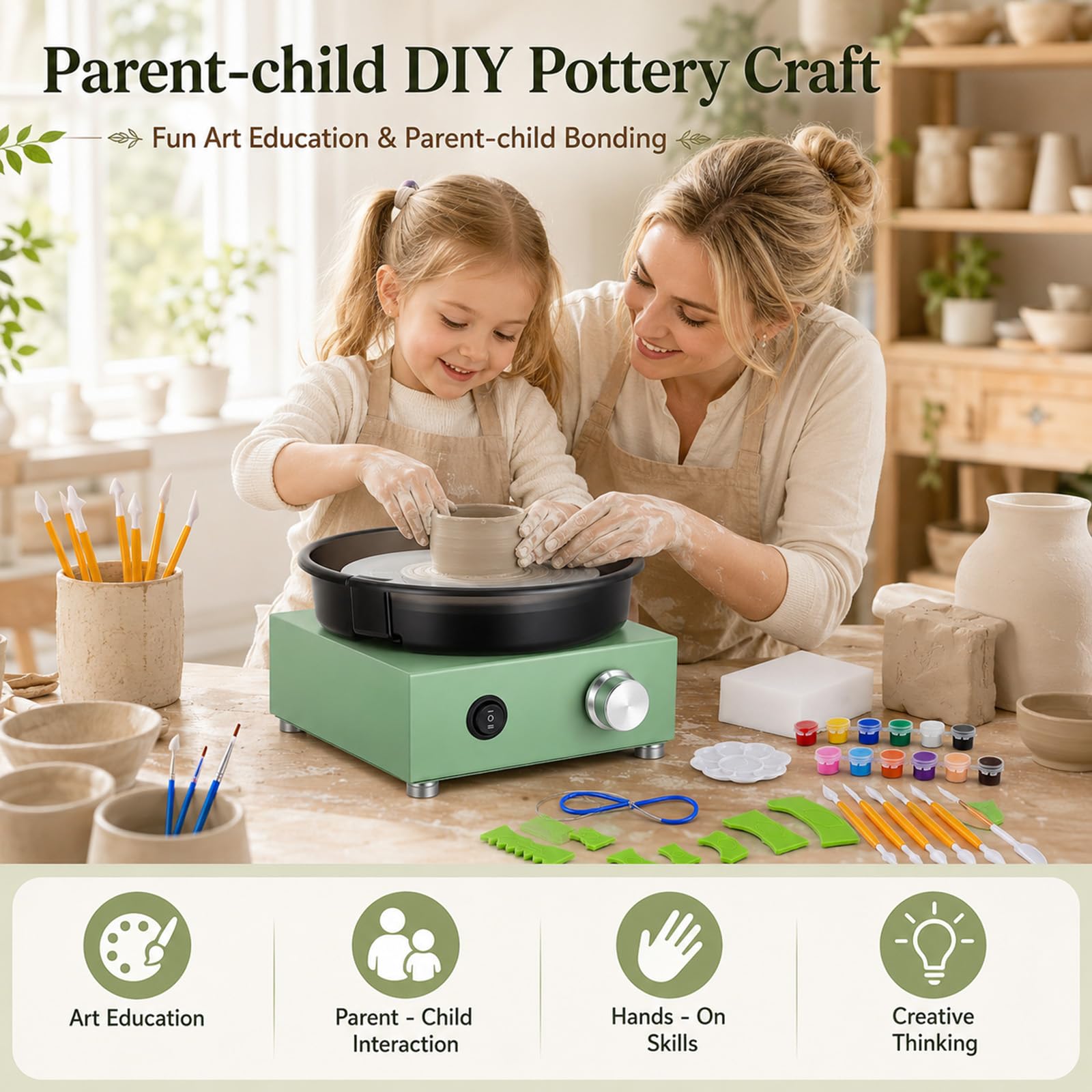 Tour de potier électrique 15cm Set Complet 18 pièces Débutant Pro