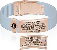 Vista 170 de Divoti Pulsera de identificación de alerta médica grabada personalizada, grabado láser de doble cara, pulsera de silicona, cierre de seguridad