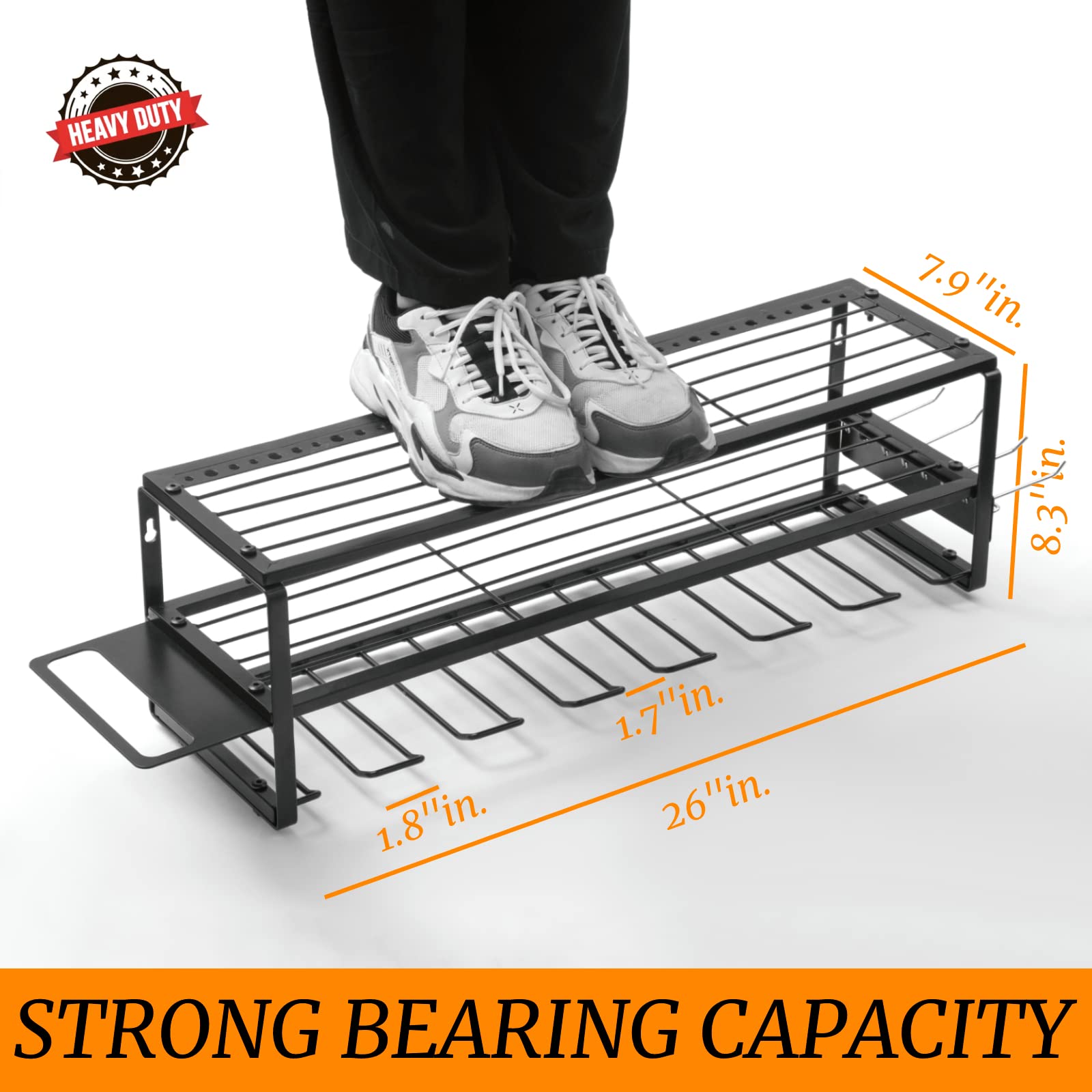 MOOMSINE Power Tool Organizer, Storage Rack for Garage Organization, Wall Mount Cordless Drill Holder and Battery Shelf, Tools Shelves with Charging Station, Heavy Duty Utility Racks - Metal - Large