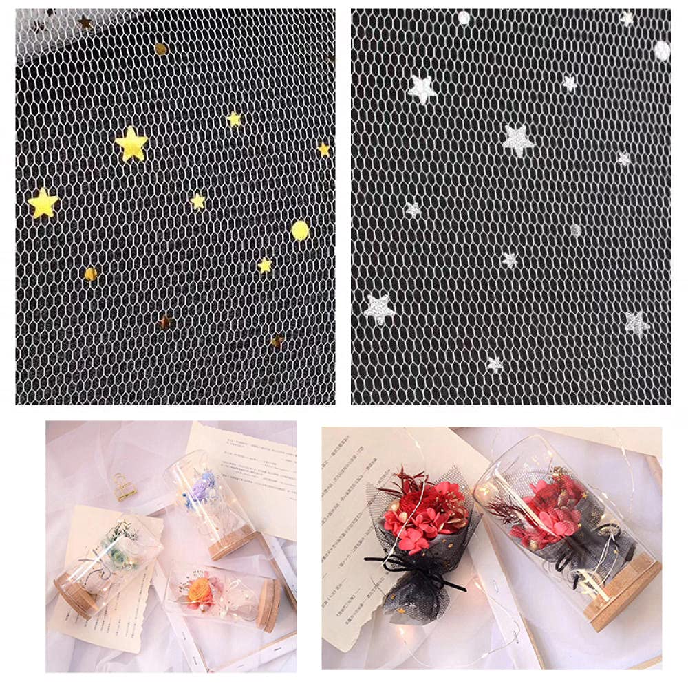 Papier Do Pakowania Prezentów Papier Do Pakowania Prezentów5 Metrów Gilding Cekiny Star Moon Bukiet Zawijanie Koronki Gaza Mesh Diy Scrapbook Papier Craft Wedding Party Decoration Materiał-Biały