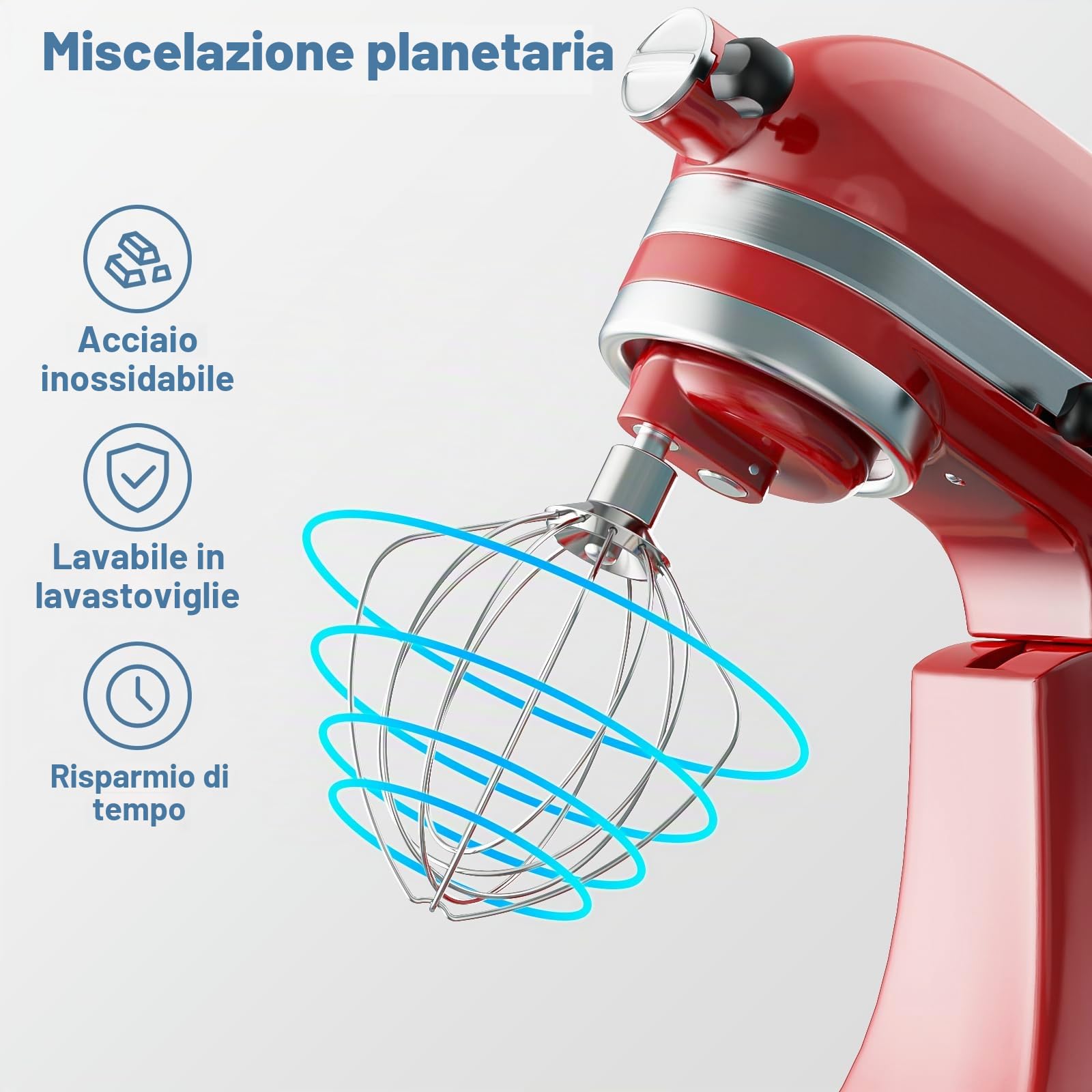 GVODE Accessori per frusta in acciaio inox per Kitchenaid, frusta a 6 fili, adatta per Kitchenaid 4,3 e 4,7/4,8 L Quart Head-Title