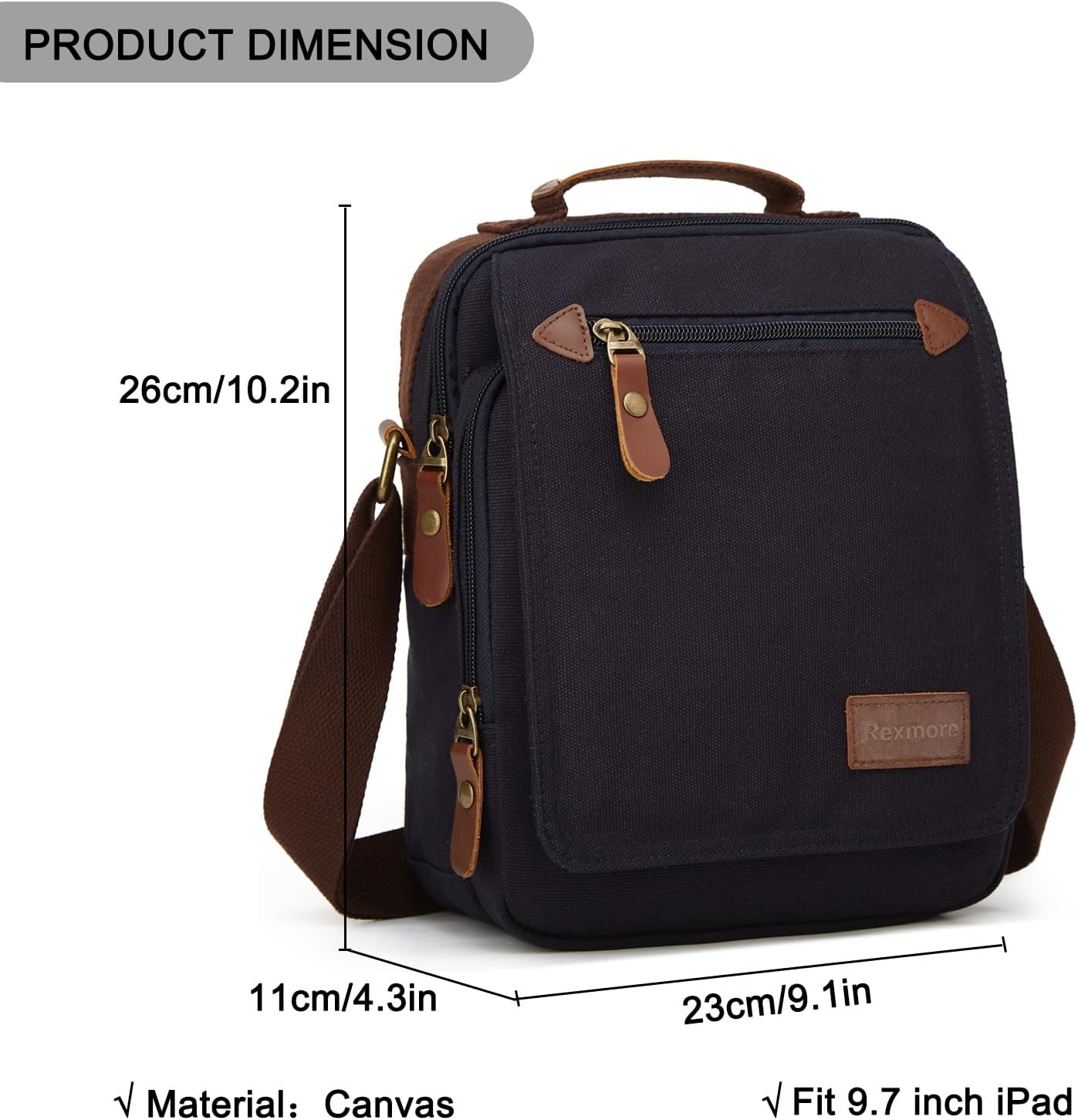 Rexmore Small Mens Bag Canvas Messenger Bag Causal Shoulder Bag Travel Bag Man Purse Crossbody Bags for Work Business - Image 2