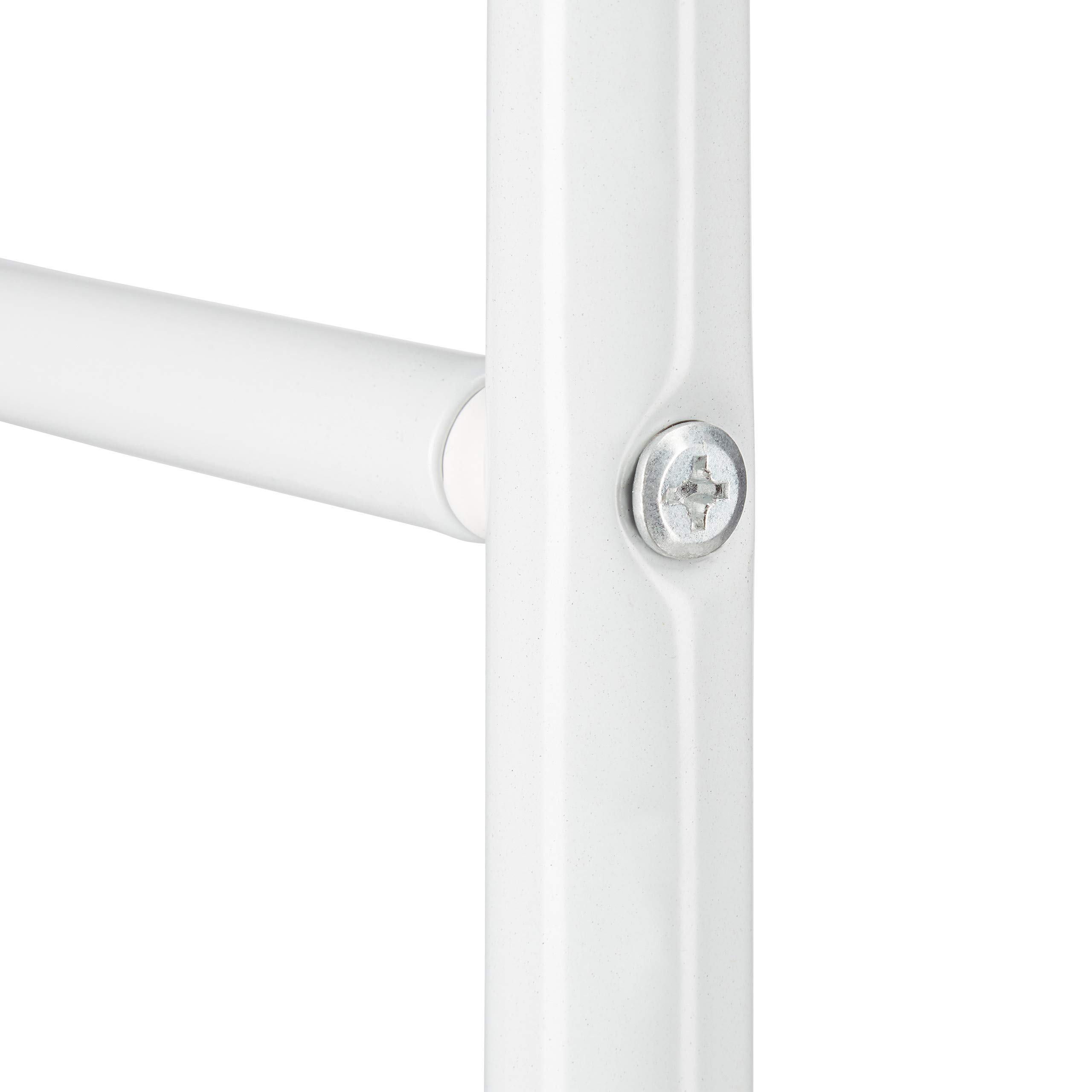 Relaxdays Scala Portasciugamani in Metallo, con 4 Pioli, Stendino Portabiancheria Bagno, Bambù, 150x70x2cm, Bianco