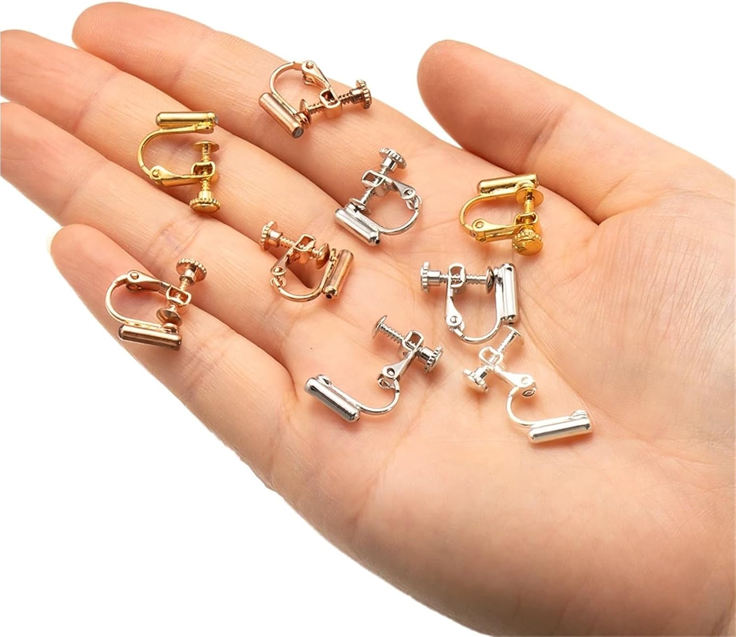 Clip On Earring Backs 50pcs Copper Gold Clip-on Earrings Converter Components Findings for DIY Non-Pierced Ears Jewelry Making(Earring Pad)