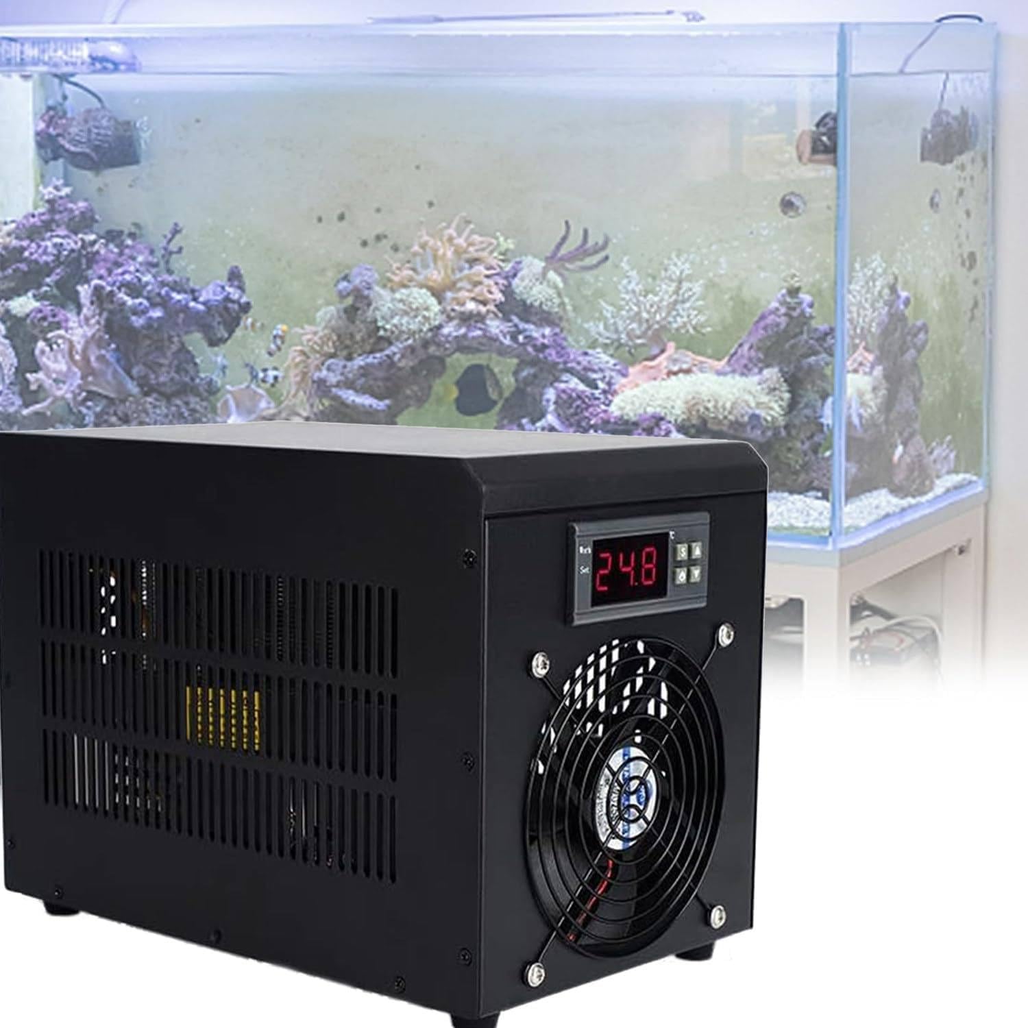 Acuario Enfriador Agua Comercial,Hidropónico Inteligente para Acuario,Enfriador Enfriador Agua Acuario 180w,Máquina Enfriamiento Agua Acuario con Bomba,Tubo 2 M 60L