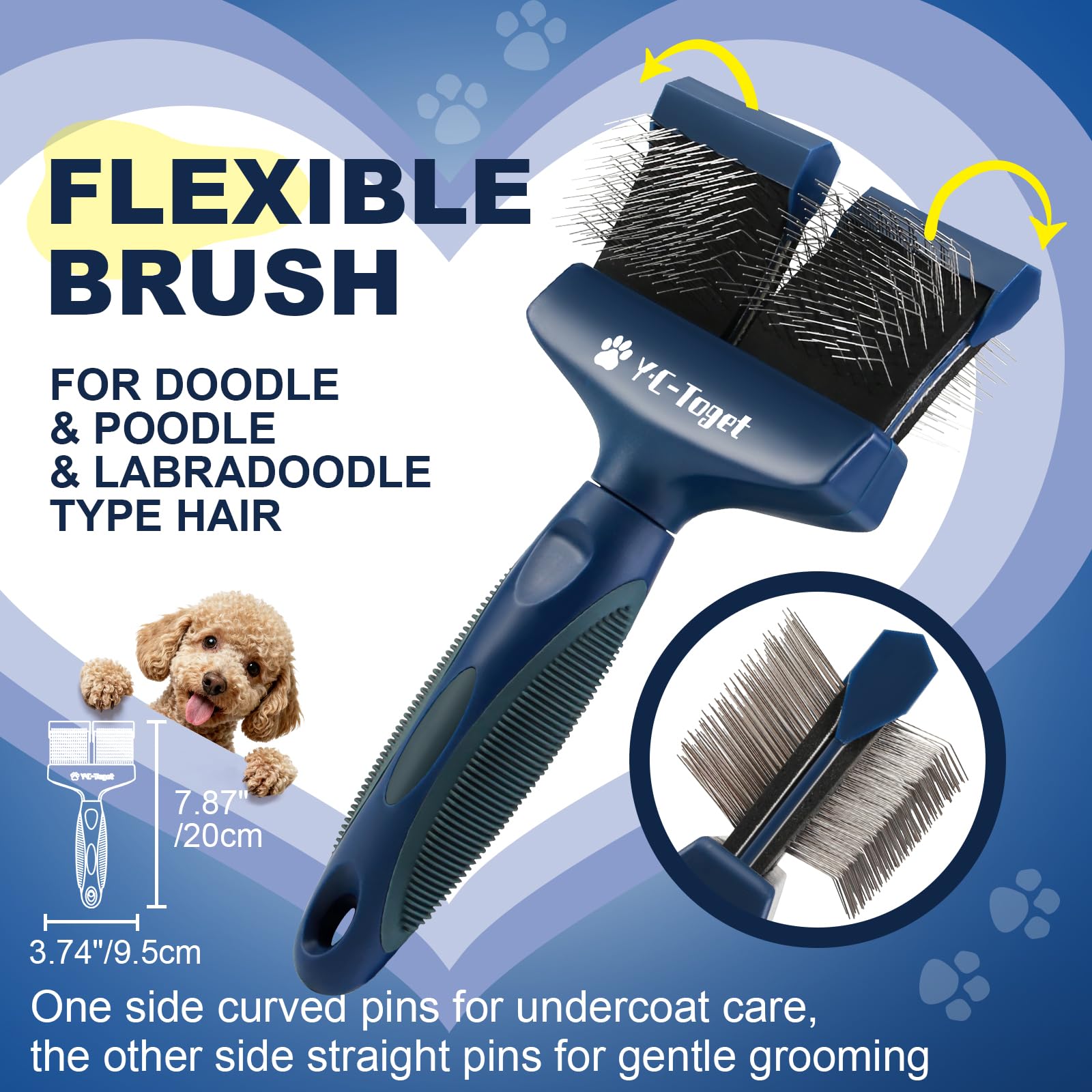 Flexible Double-Sided Slicker Dog Brush for Doodles & Poodles - Image 2