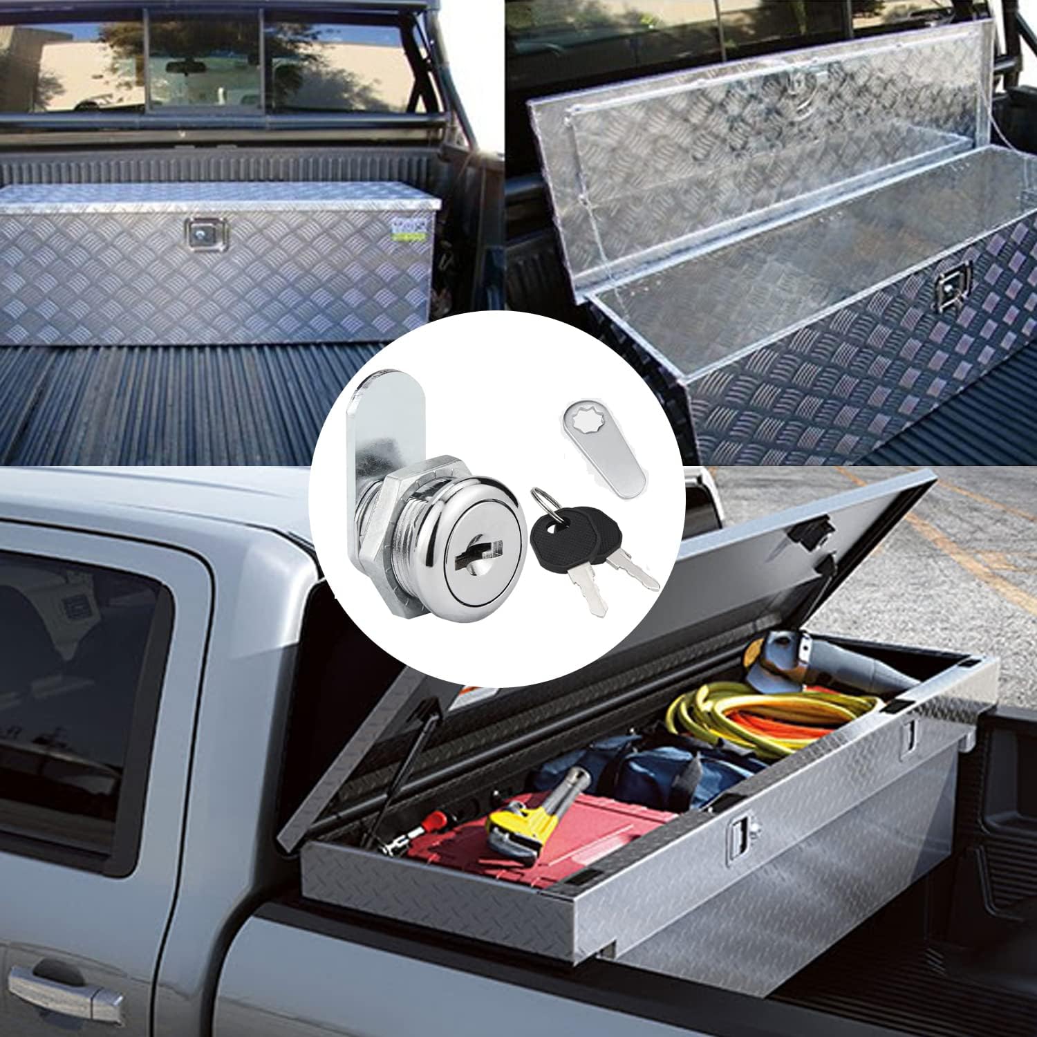 Truck Tool Box Locks, 5/8" Cylinder Key Alike Cam Lock Replacement Kit for Mounting in Trucks, Trailer, Rv Boxes, Mailboxes or Cabinets and Drawers, Fits on 0.39" (10mm) Max Door Thickness