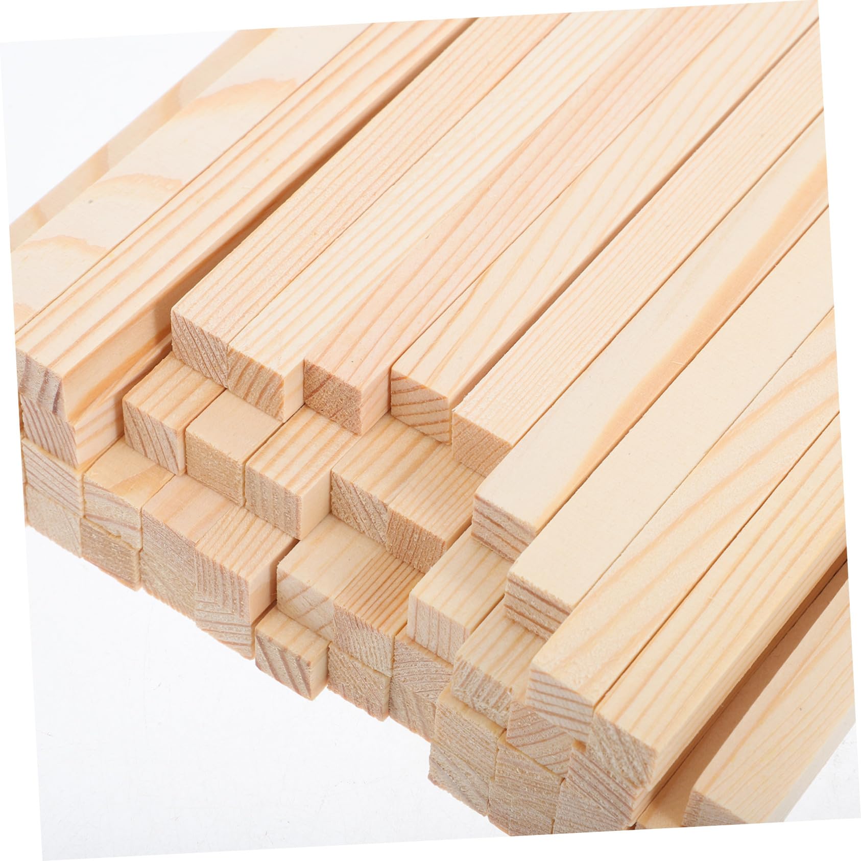 50 Stück Quadratische Holzstäbe Glatte Unbehandelte Holzdübel für Basteln Modellbau DIY Holzstreifen Kreative Holzstäbe für Malen Schneiden Kleben Stabiles Naturmaterial