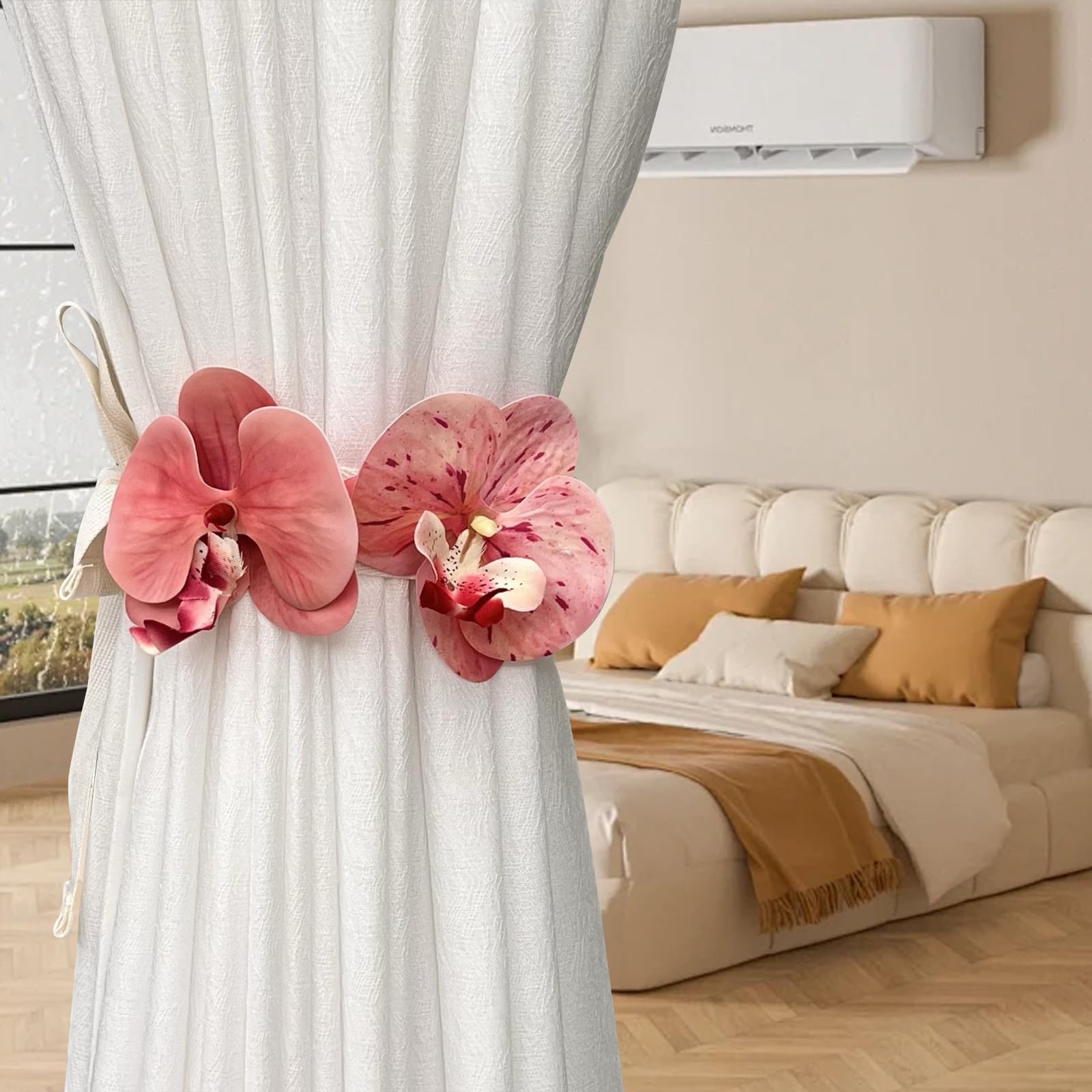 Confezione da 2 fermagli decorativi per tende con fiori artificiali, fermagli, fermagli, fermagli, fermagli, fermagli, decorazioni per la casa