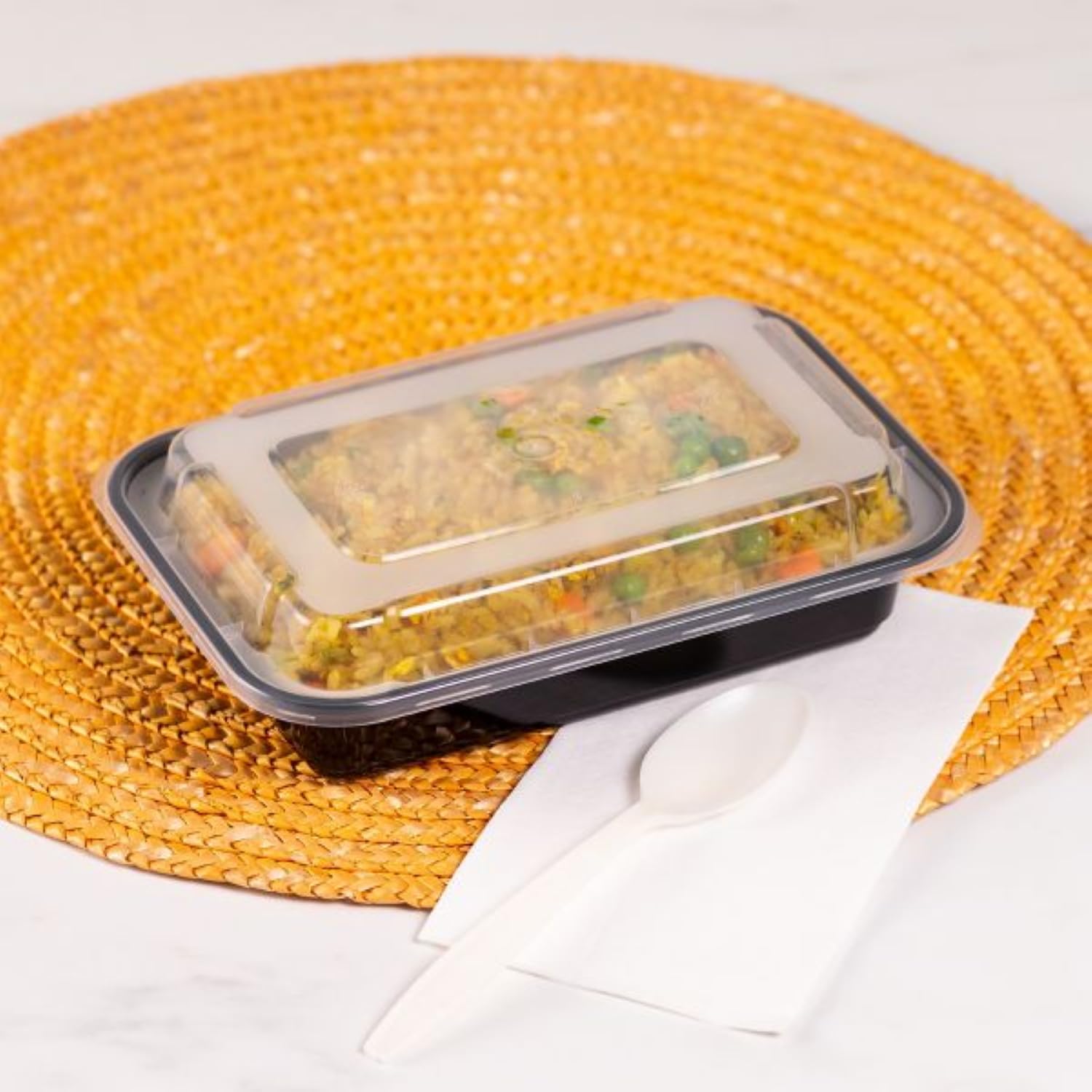 Karat Meal Prep Containers [16 oz - 150 ct] Reusable & Disposable Take Out Containers with Lids - Microwave & Dishwasher Safe Bento Boxes