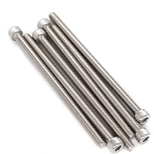 6pcs M5 x 100mm - 0.8mm Pitch Hex Socket Cap Bolts Screws 304 Stainless Steel