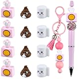 WOZADU 3D Silicone Beads for Keychain Making, 12 PCS Funny Silicone Focal Beads for Pen, Loose Beads for Bracelet Necklace Lanyard Jewelry and Handmade Crafts Making